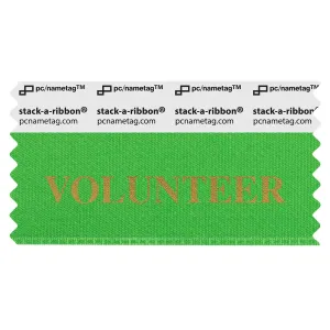 S3VOLUGRGO green badge ribbon with volunteer in gold lettering