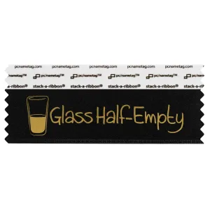 SGLHEBKGO_01 Black glass half empty badge ribbon