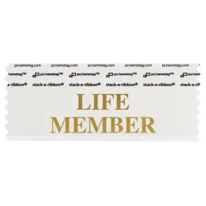SLIFEWHGO_01 life member badge ribbon in white