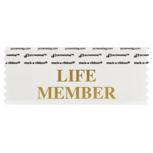 SLIFEWHGO_01 life member badge ribbon in white