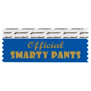 SOFSMBLGO_01 Blue Official Smarty Pants badge ribbon, fun badge ribbon