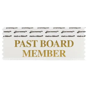 SPABMWHGO white badge ribbon with past board member in gold lettering