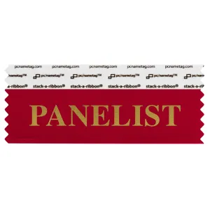 SPANEREGO red badge ribbon with panelist in gold lettering