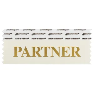 SPARTCRGO cream badge ribbon with Partner in gold lettering