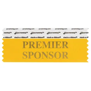 SPRSPGOGO gold badge ribbon with premier sponsor in gold lettering