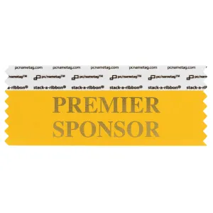 SPRSPGOGO gold badge ribbon with premier sponsor in gold lettering