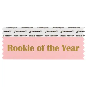 SROTYPIGO pink badge ribbon with rookie of the year in gold lettering