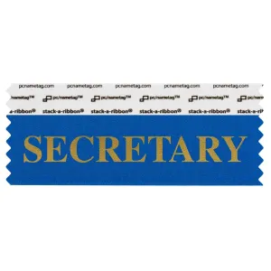 SSECRBLGO Blue badge ribbon with Secretary in gold lettering
