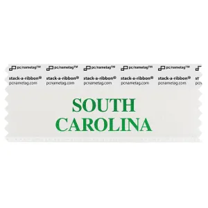 SSOCAWHGR white badge ribbon with South Carolina in green lettering