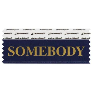 SSOMENAGO navy badge ribbon with somebody in gold lettering