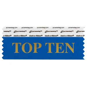 STOTEBLGO Blue badge ribbon with top ten in gold lettering