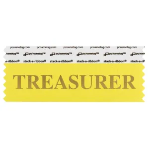 STREACAGO canary yellow badge ribbon with Treasurer in gold lettering