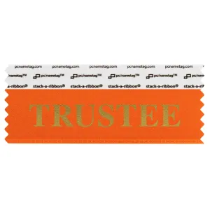 STRUSORGO orange badge ribbon with trustee in gold lettering