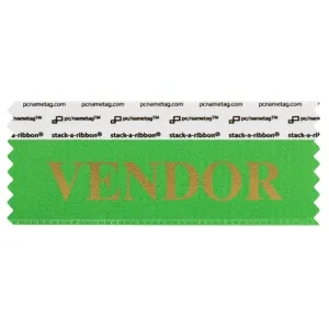 SVENDGRGO green badge ribbon with vendor in gold lettering