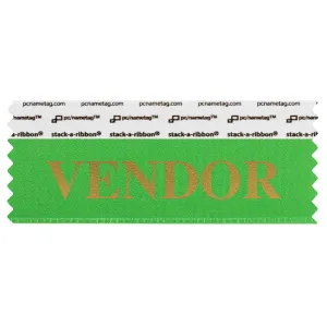 SVENDGRGO green badge ribbon with vendor in gold lettering