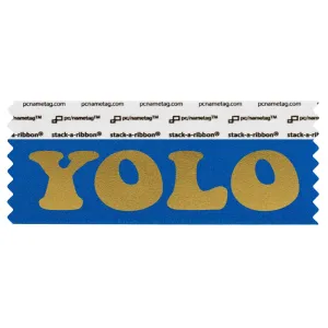 SYOLOBLGO Blue badge ribbon with yolo in gold lettering
