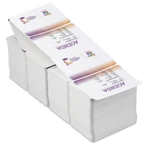 4x3 full color custom name badge with white borders on both sides of badge