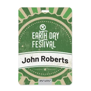 3.75 inch x 5.5 inch Event Badge that is biodegradable