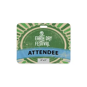 4 inch x 3 inch biodegradable Event Badge