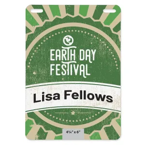 4.25 inch x 6 inch Eco Event Badge that is biodegradable