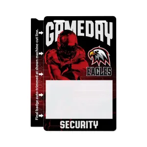 3-1/2" x 5-1/2" event badges with pre-printed custom design