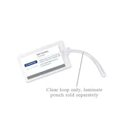 Clear luggage loop attached to luggage tag
