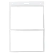 Two pocket badge holder can hold both a 4-1/4x6 event agenda and 4x3 Name Tag