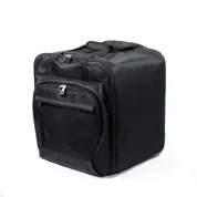 Event organization luggage case has a retractable multi-position handle and gliding wheels