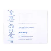 13" x 10" custom Eco Paper Registration Envelope has printer-friendly Digiclear material