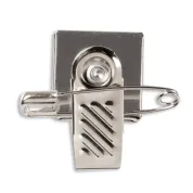Adhesive pin and clip for name tag and badges