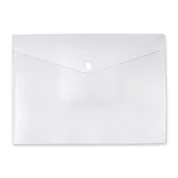 Clear plastic envelope with Inside pocket and snap closure secures contents