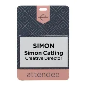 4.25 inch x 6 inch event badge with pocket for a name tag