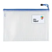 plastic conference envelope with zipper holds ID or business card