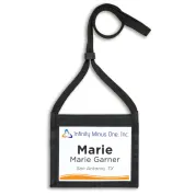 small neck wallet can hold a 4"x3" paper name tag