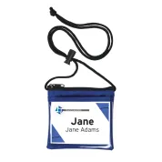 4" x 4.5" small zippered neck wallet that holds name tags for events