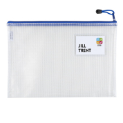 plastic conference envelope with zipper holds ID or business card