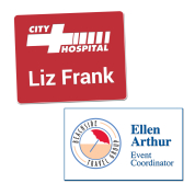 custom size employee name tags pre-printed with your company information