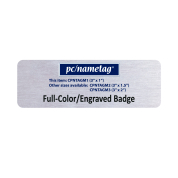 3" x 1" engraved metal employee name tags pre-printed with your company information