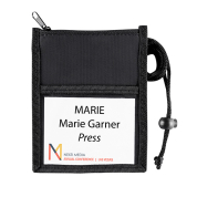 neck wallet holds a 4"x3" paper name tag for events