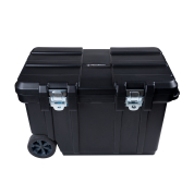 19" Height x 30.5" Wide x 19.25" Deep hard sided case with wheels for travel