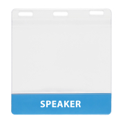 4" x 3" color coded badge holders for events
