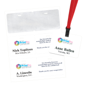 Creates fifty 4"x3" temporary visitor badges and eliminates the need for name tag holders