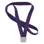 purple custom lanyard with silver attachment