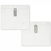 clear 4x3 name tag holder with clip and single slot