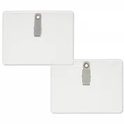 4inx3in reusable and recyclable name tag holders that are easy to read at a distance