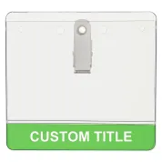 3-1/2" x 2-1/4" color coded name tag holder that clips to clothing