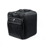 Event organization luggage case has a retractable multi-position handle and gliding wheels