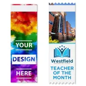 2 inch x 6 inch custom vertical badge ribbon