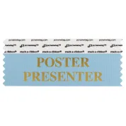 SPOPRCOGO light blue badge ribbon with Poster presenter in gold lettering