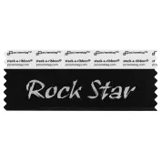 black badge ribbon with rock star in silver lettering